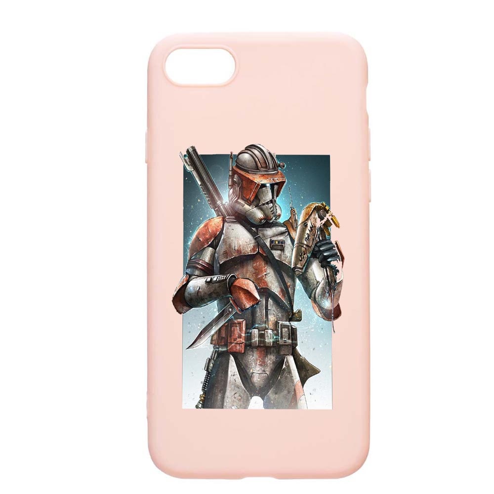 Husa Apple iPhone SE 2 / iPhone 7 / iPhone 8, Star Wars The Mandalorians, rezistenta la uzura, anti-alunecare, din silicon Premium, PinkSand, PS464