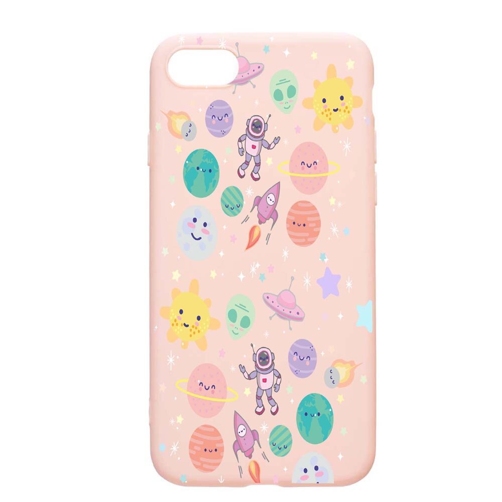 Husa Apple iPhone SE 2 / iPhone 7 / iPhone 8, Universe, UFO, rezistenta la uzura, anti-alunecare, din silicon Premium, PinkSand, PS473