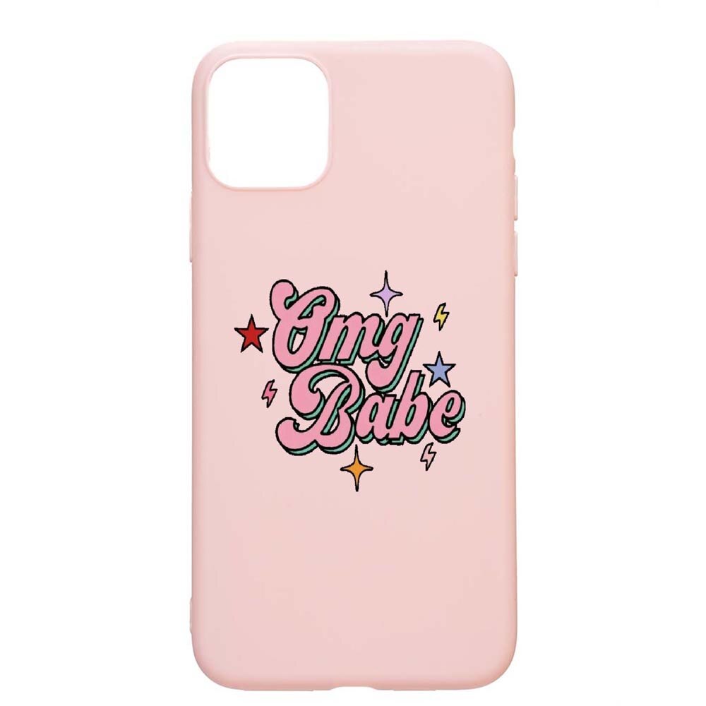 Husa Apple iPhone 11, OMG Babe, rezistenta la uzura, anti-alunecare, din silicon Premium, PinkSand, PS487
