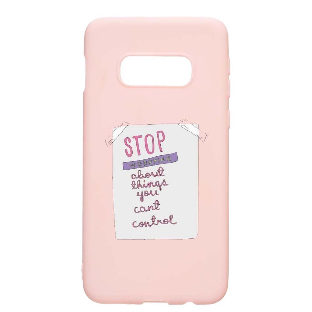 Husa Samsung Galaxy S10e, Stop Worrying, rezistenta la uzura, anti-alunecare, din silicon Premium, PinkSand, PS492