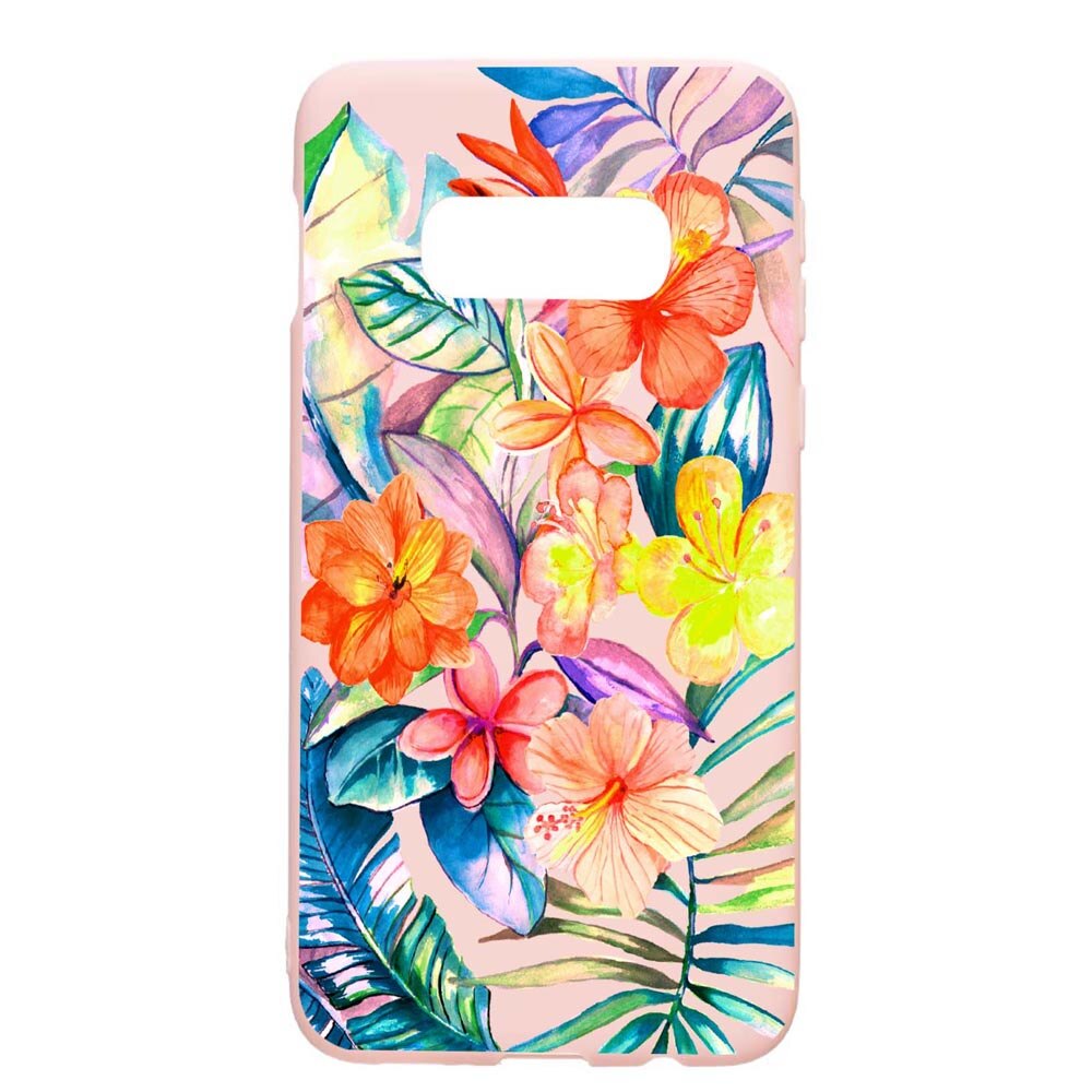 Husa Samsung Galaxy S10e, Tropical Flowers, rezistenta la uzura, anti-alunecare, din silicon Premium, PinkSand, PS498