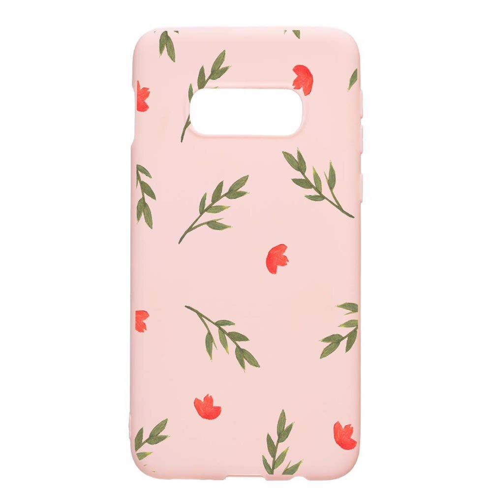 Husa Samsung Galaxy S10e, Flowers, rezistenta la uzura, anti-alunecare, din silicon Premium, PinkSand, PS516