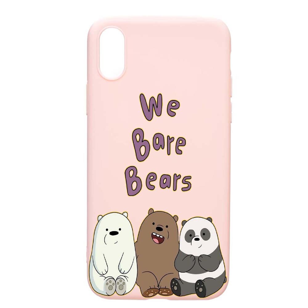 Husa Apple iPhone XS Max, We Bare Bears, rezistenta la uzura, anti-alunecare, din silicon Premium, PinkSand, PS588