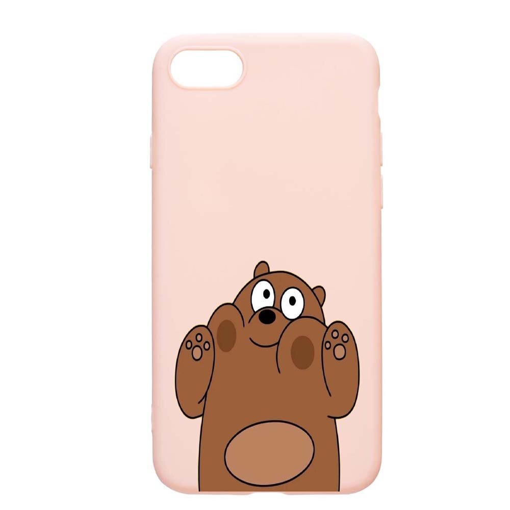 Husa Apple iPhone SE 2 / iPhone 7 / iPhone 8, Bears, rezistenta la uzura, anti-alunecare, din silicon Premium, PinkSand, PS589