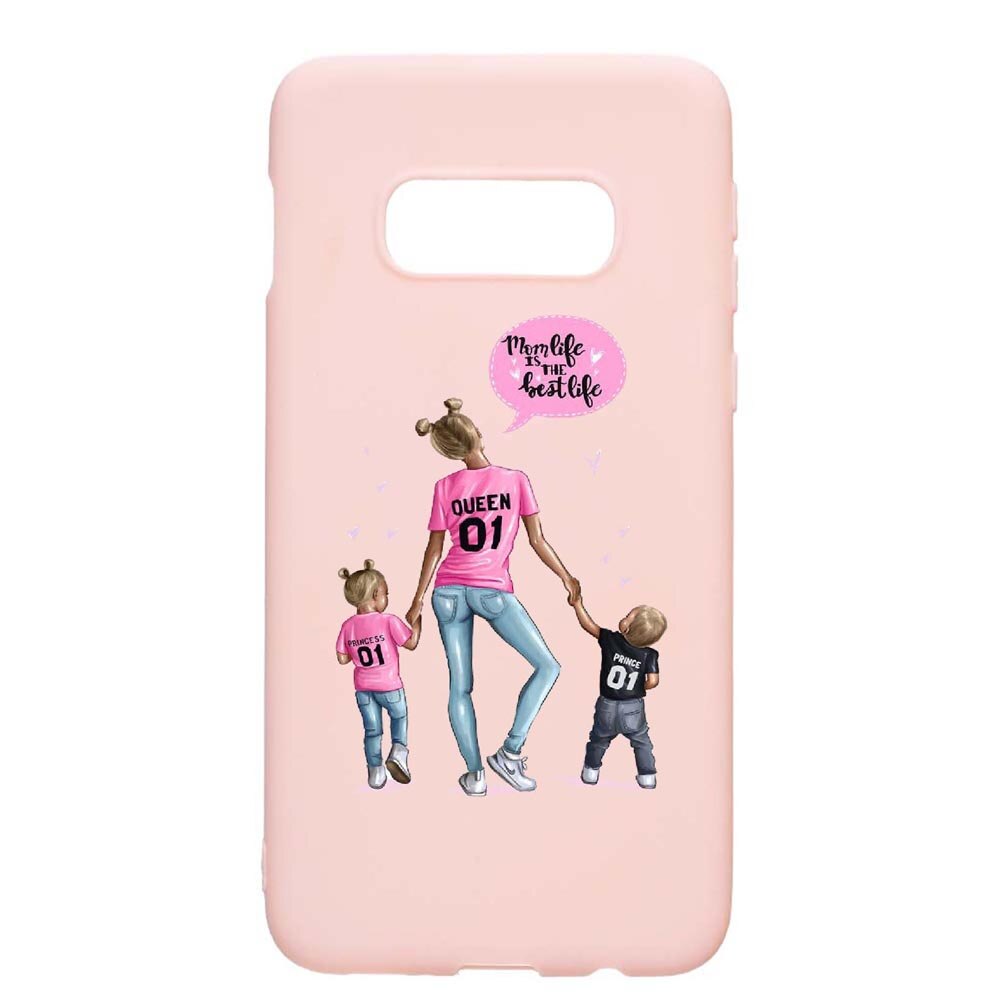 Husa Samsung Galaxy S10e, Mom Life, rezistenta la uzura, anti-alunecare, din silicon Premium, PinkSand, PS557