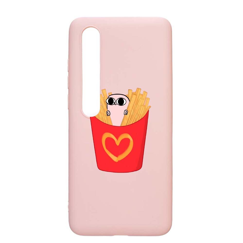 Husa Xiaomi Mi 10 / Mi 10 Pro, I Love Chips, rezistenta la uzura, anti-alunecare, din silicon Premium, PinkSand, PS602