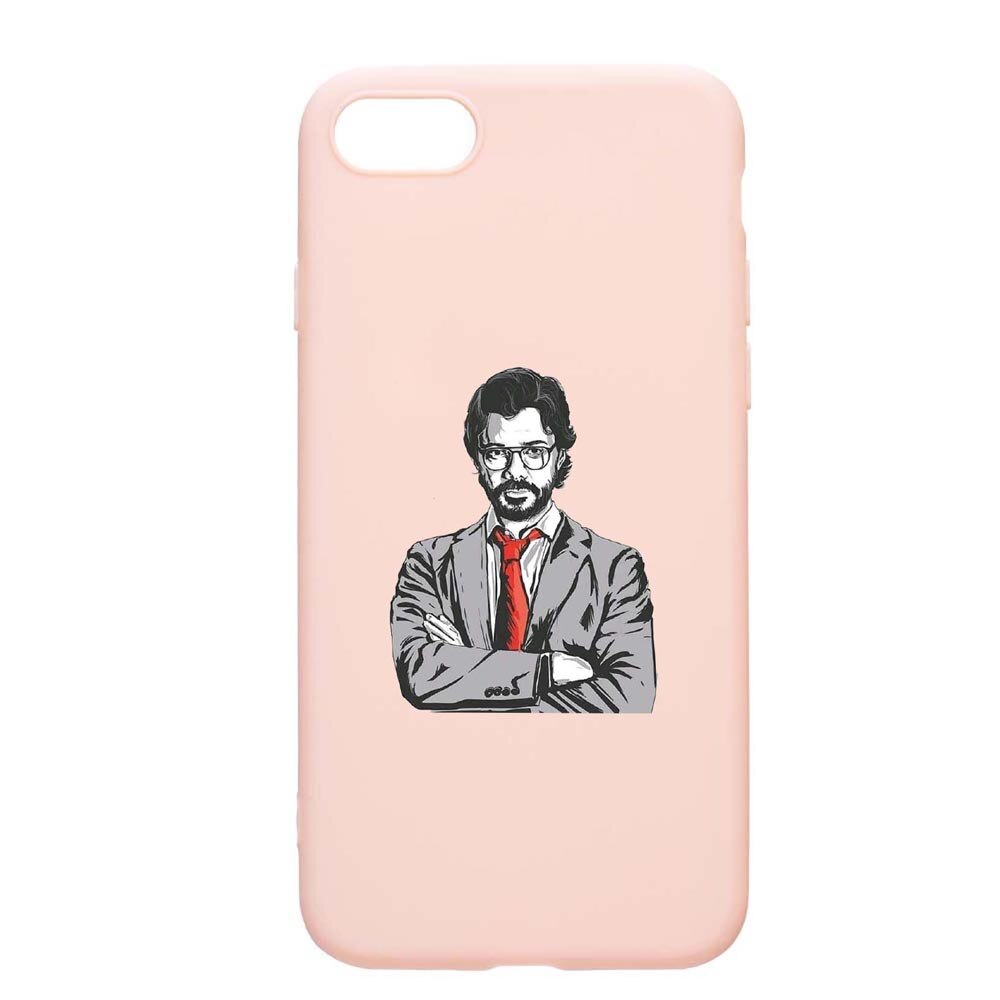 Husa Apple iPhone SE 2 / iPhone 7 / iPhone 8, La Casa De Papel - Profesor, rezistenta la uzura, anti-alunecare, din silicon Premium, PinkSand, PS712