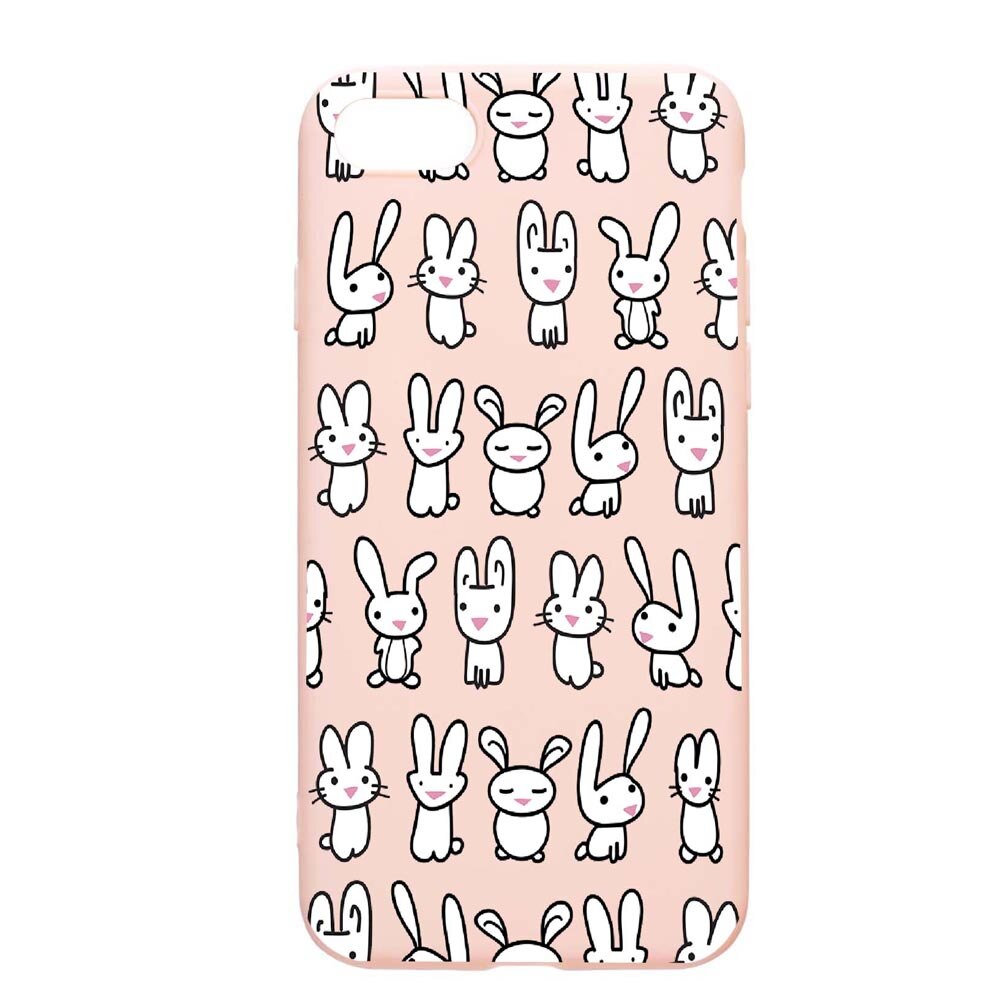 Husa Apple iPhone SE 2 / iPhone 7 / iPhone 8, Rabbits, rezistenta la uzura, anti-alunecare, din silicon Premium, PinkSand, PS691