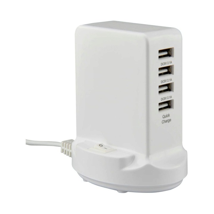 Statie de incarcare rapida USB, Unitec, 4 porturi, 1 m