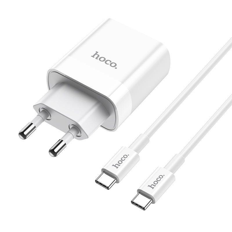 Incarcator retea Hoco C80A, USB/USB-C, Quick Charge 3.0, Power Delivery 20W, Cablu USB-C inclus, Alb