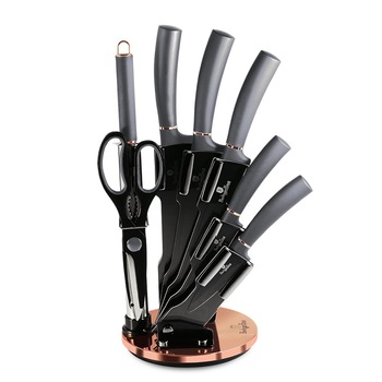 Set de cutite cu suport, Berlinger Haus BH 2566, 8 bucati, maner gri Set de cutite cu suport, Berlinger Haus BH 2566, 8 bucati, maner gri