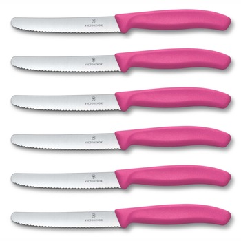 Set 6 cutite cu lama zimtata 11cm Victorinox Swiss Classic pink 6.7836.L115.6 Set 6 cutite cu lama zimtata 11cm Victorinox Swiss Classic pink 6.7836.L115.6