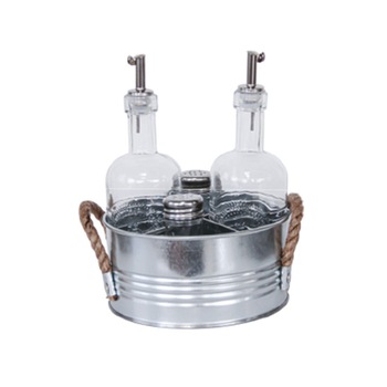 Oliviera cu suport metalic zincat RAKI 5 piese sticle ulei otet 350ml Oliviera cu suport metalic zincat RAKI 5 piese sticle ulei otet 350ml