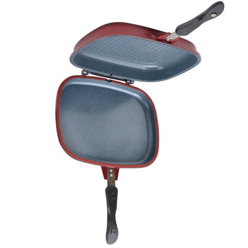 Tigaie dubla din aluminiu, ceramica marmorata, inchidere magnetica, inel din silicon, 32x22x7.50 cm, Grunberg GR3220 Tigaie dubla din aluminiu, ceramica marmorata, inchidere magnetica, inel din silicon, 32x22x7.50 cm, Grunberg GR3220