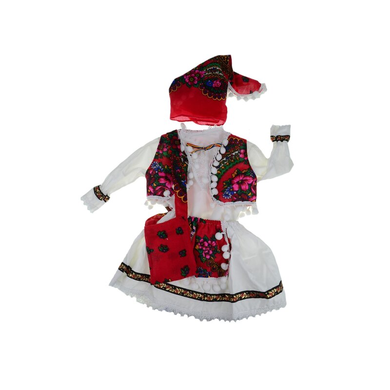 Set 5 piese bluza, catrinta, batic, vesta si gentuta pentru fete Mini Junior 130-16M, Multicolor, 62-68