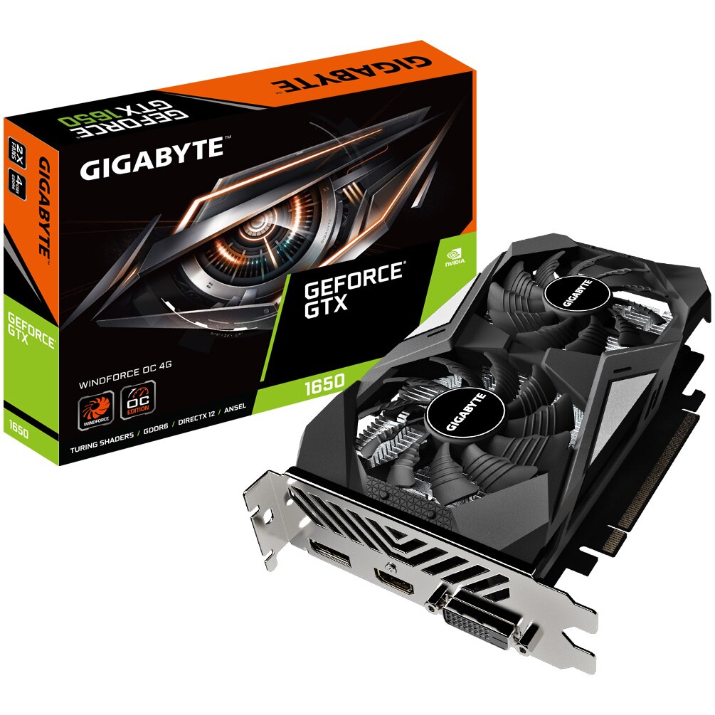 Placa video Gigabyte GeForce® GTX 1650 D6 WINDFORCE OC (rev. 2.0), 4GB GDDR6, 128-bit
