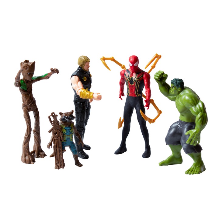 OEM Marvel figura szett, Avengers (SpiderMan, Thor, Groot, Rocket, Hulk)