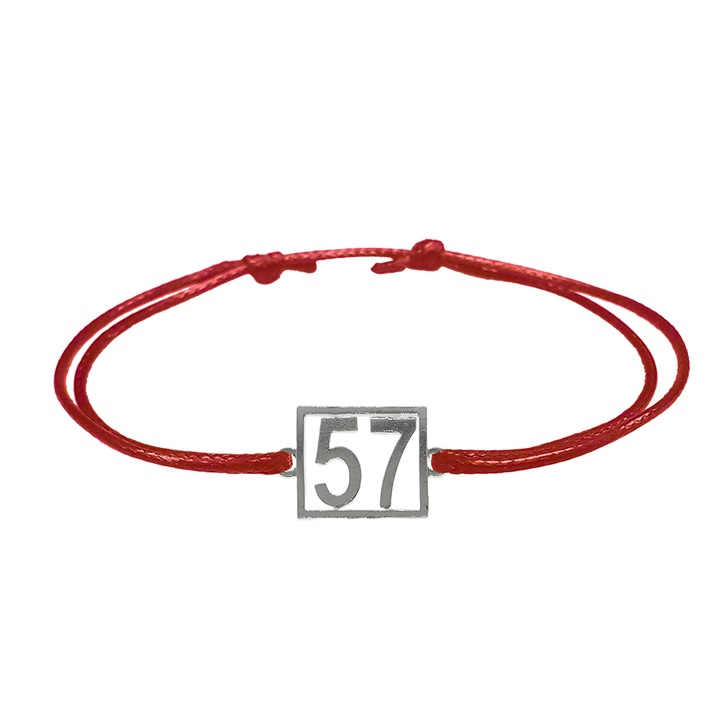 Bratara snur negru personalizata Cifra 57 argint numar norocos cifre aniversare 10255_7260 Dras 8076