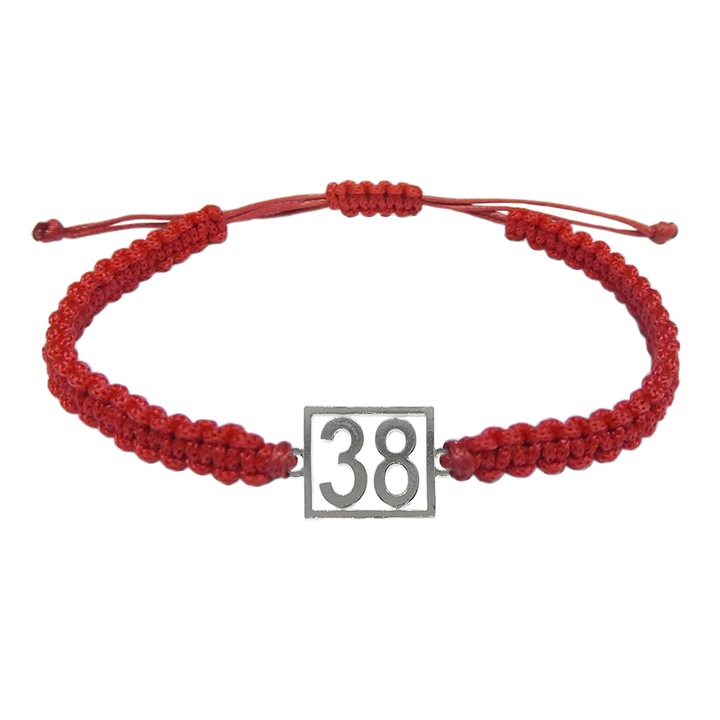 Bratara snur albastru impletita manual personalizata Cifra 38 argint numar norocos cifre aniversare 10253_8260 Dras 8237