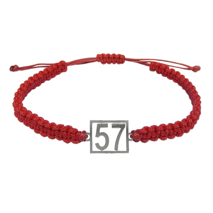 Bratara snur albastru impletita manual personalizata Cifra 57 argint numar norocos cifre aniversare 10255_7260 Dras 8256