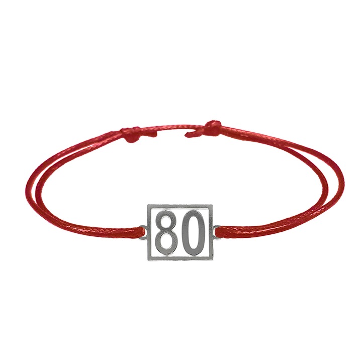 Bratara snur negru personalizata Cifra 80 argint numar norocos cifre aniversare 10248_0260 Dras 8099