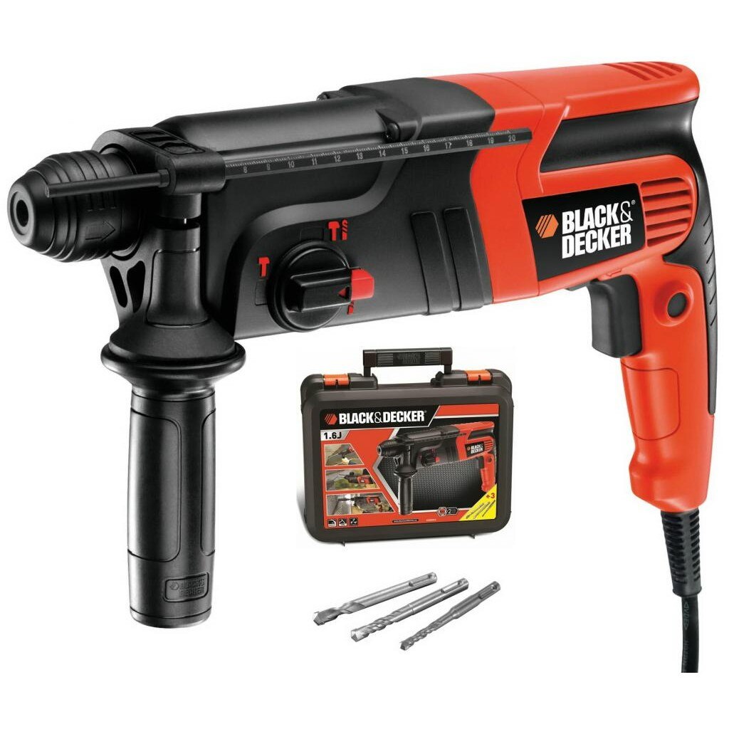 Ciocan rotopercutor Black and Decker, KD860KA-QS, sds-plus 2.9Kg 600W 1.6J 20mm BONUS 3 burghie