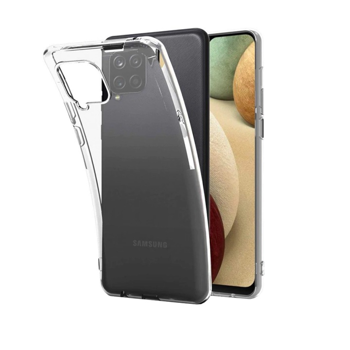Samsung A12-vel kompatibilis tok, SILKASE, átlátszó színű, szilikon
