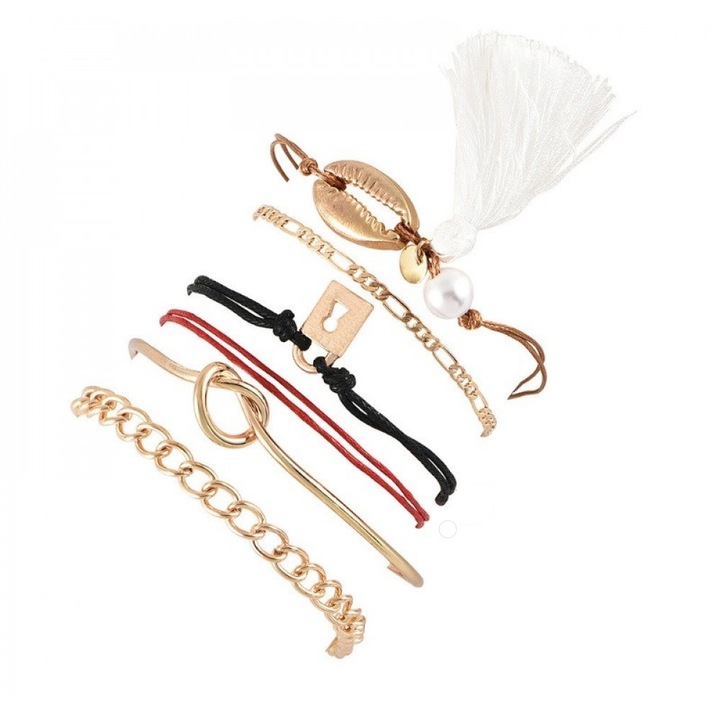 Set 6 bratari, stil Boho, cu charm