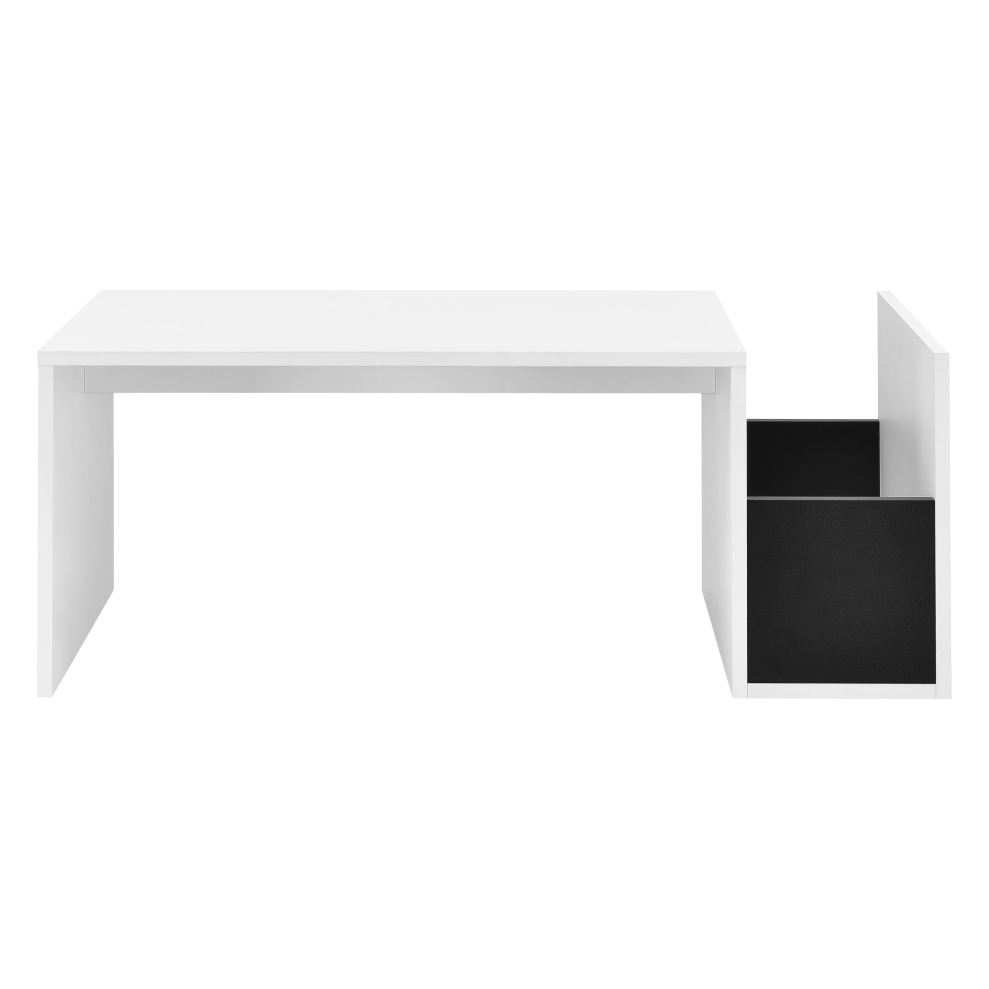 Masuta cafea Bollnas W, en.casa, 90 x 45 x 35 cm, PAL/melamina, alb/negru, cu compartiment depozitare