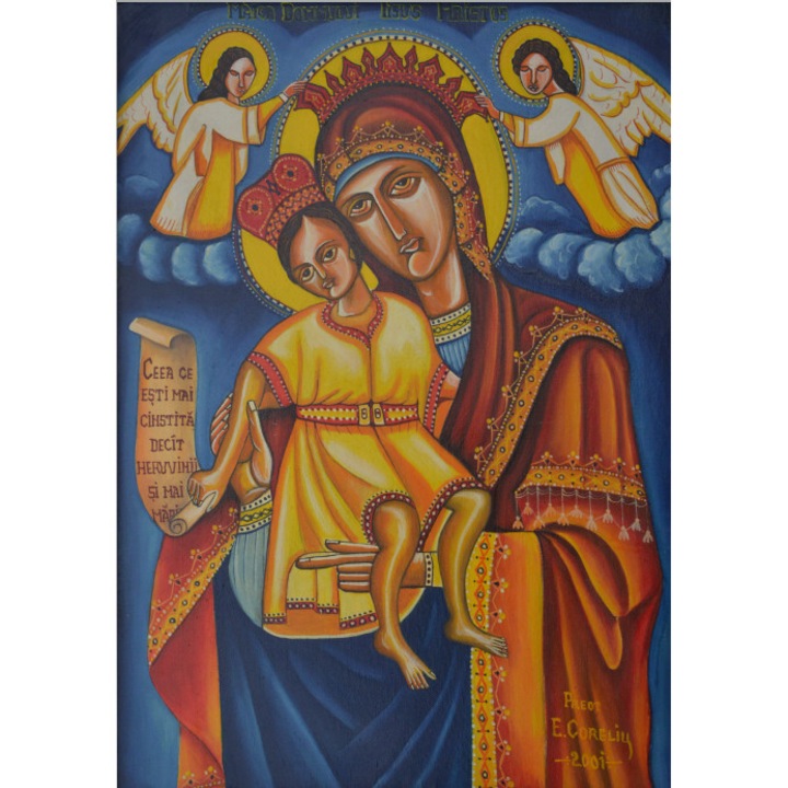 Tablou canvas, Maica Domnului si Iisus Hristos - 0588, Tipomed, 90x60 cm