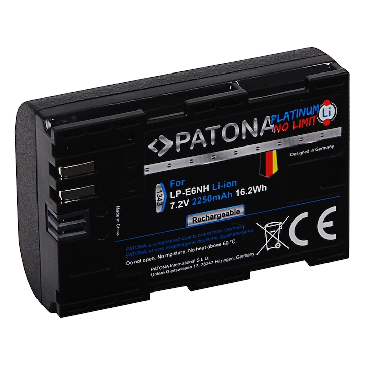 PATONA Canon LP-E6NH / EOS R5 R6 Platinum Akkumulátor, Fényképezőgéphez
