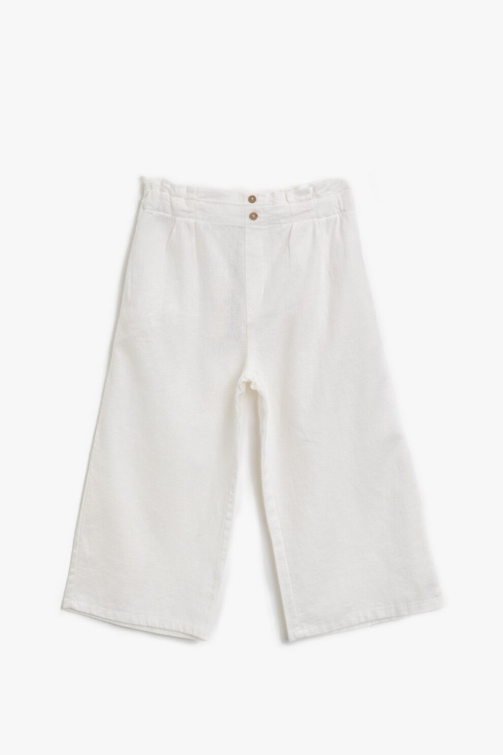 KOTON, Pantaloni din amestec de in cu croiala ampla, Alb, 134-140 CM