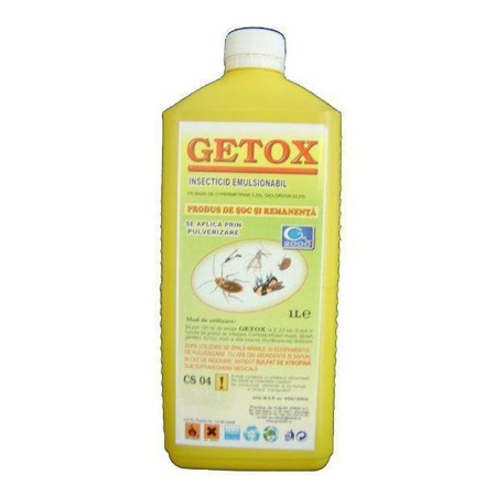 Insecticid concentrat, de soc, pentru combaterea gandacilor de bucatarie, viespilor si furnicilor,mustelor, puricilor, plosnitelor, moliilor, GETOX CT, 1 L
