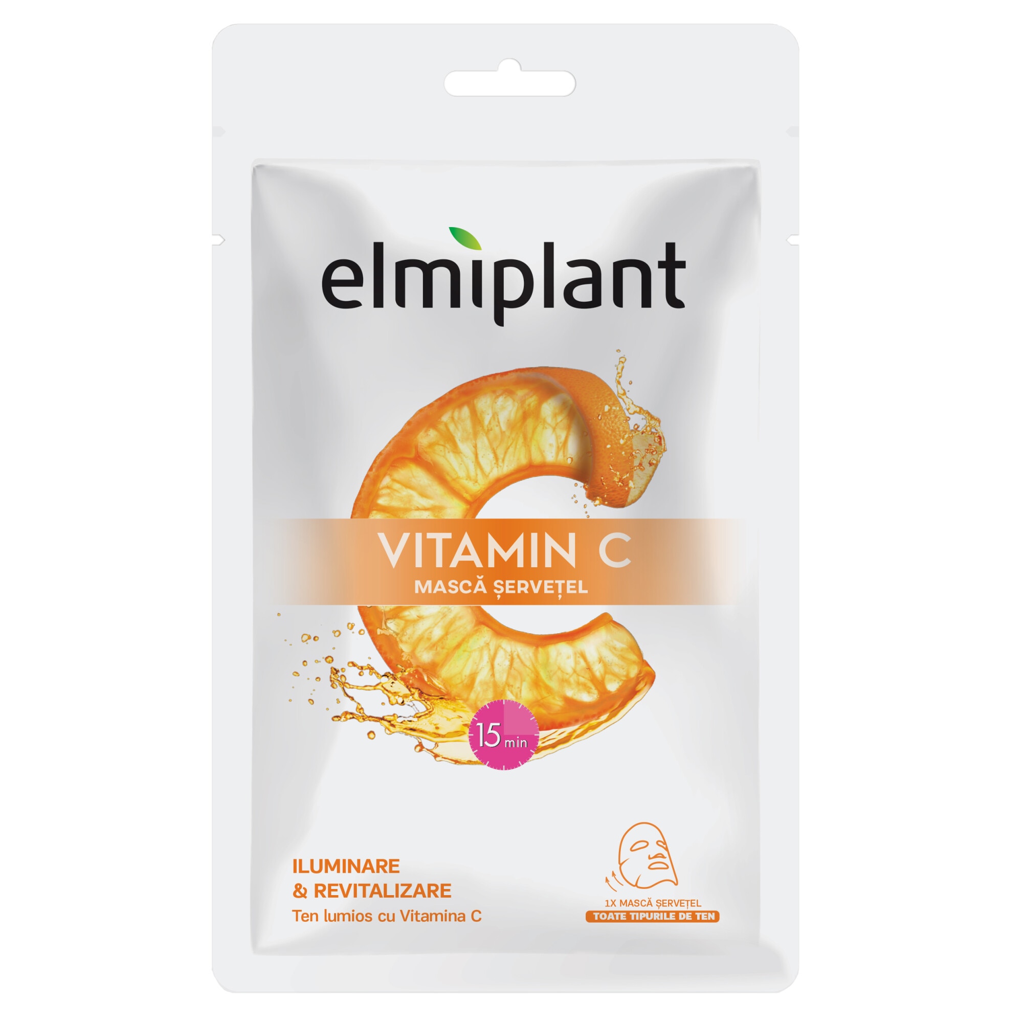 message domain efficiency Masca servetel Elmiplant Vitamin C, pentru iluminare si revitalizare, 20 ml  - eMAG.ro