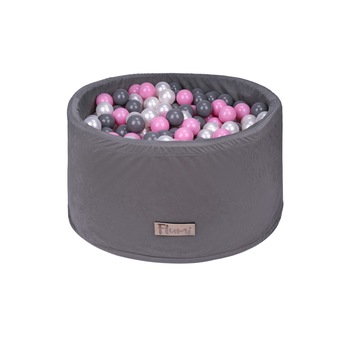 Piscina Uscata Pentru Copii 200 Bile , 90X40 CM, Catifea Gri, Bile Roz Piscina Uscata Pentru Copii 200 Bile , 90X40 CM, Catifea Gri, Bile Roz