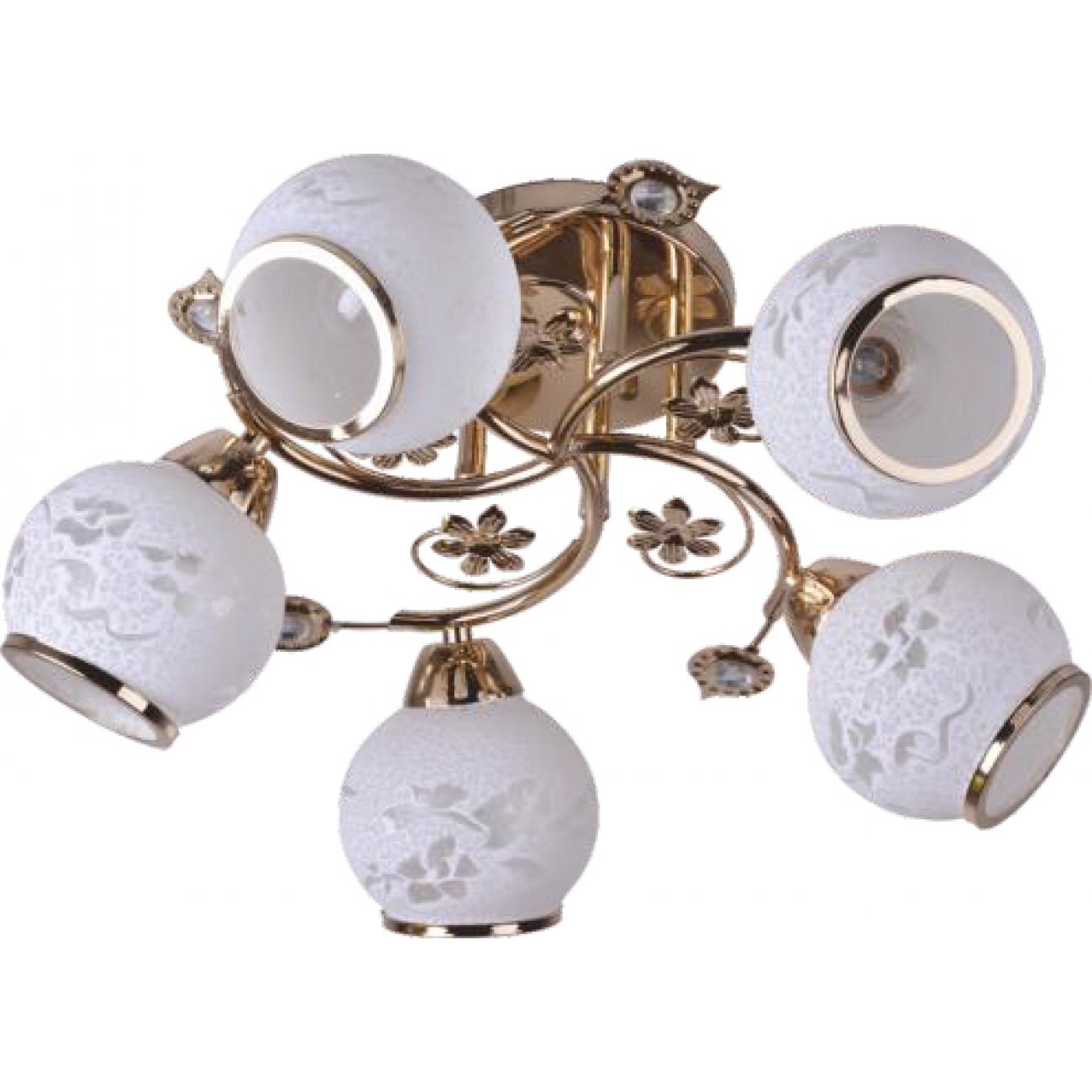 Lustra klausen Rosa metal sticla 5XE27,auriu+alb