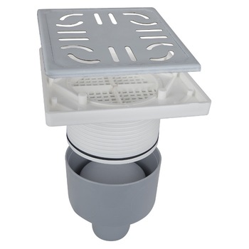 Sifon Pardoseala Patrat cu Inaltator SV EvoSanitary, Inaltime 70-100 mm, Diametru evacuare 75 mm Sifon Pardoseala Patrat cu Inaltator SV EvoSanitary, Inaltime 70-100 mm, Diametru evacuare 75 mm