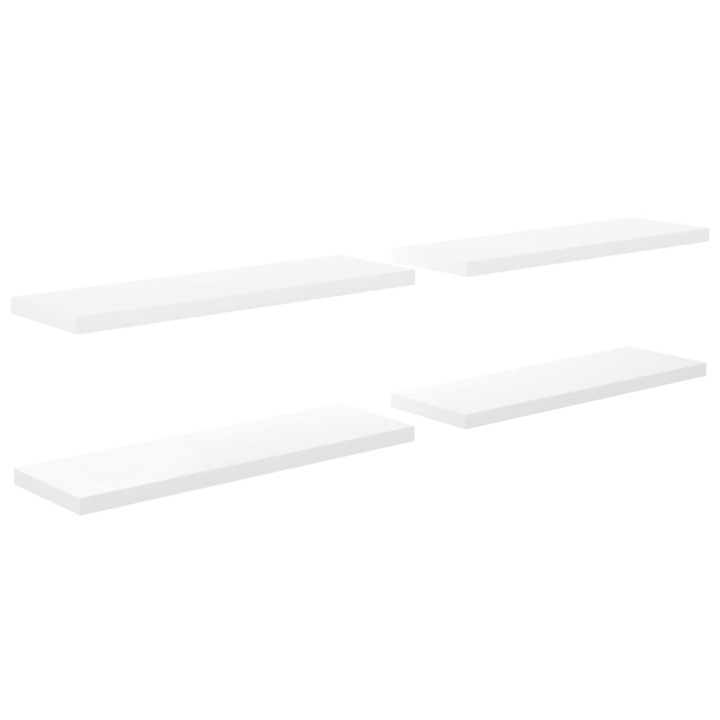 Set rafturi de perete vidaXL, 4 buc., alb extralucios, 120x23,5x3,8 cm, MDF 1.06 kg