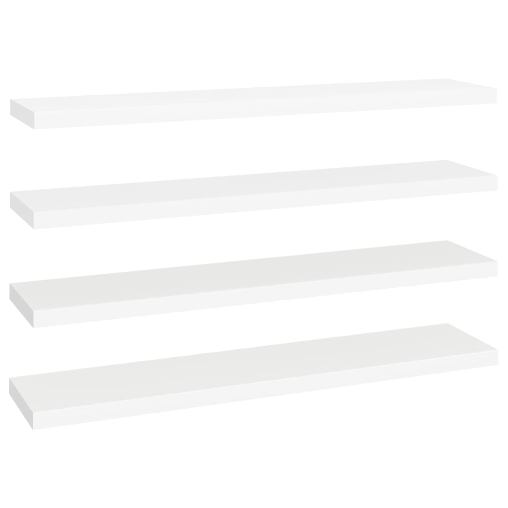 Set de 4 rafturi de perete suspendate, vidaXL, MDF, 120 x 23.5 x 3.8 cm, Alb