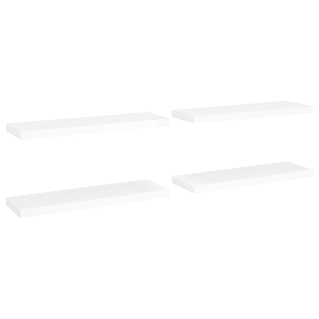 Set de 4 rafturi de perete suspendate, vidaXL, MDF, 80 x 23.5 x 3.8 cm, Alb