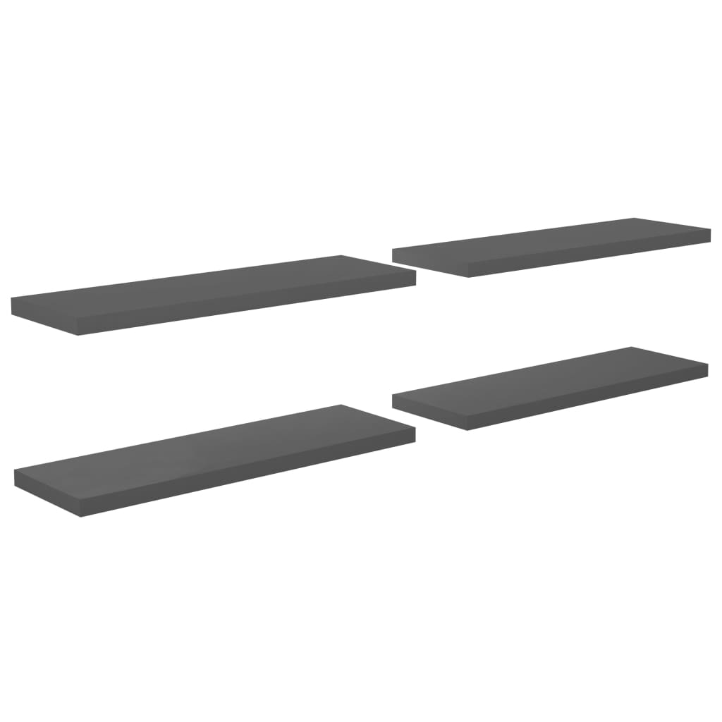 Set de 4 rafturi de perete suspendate, vidaXL, MDF, 120 x 23.5 x 3.8 cm, Gri