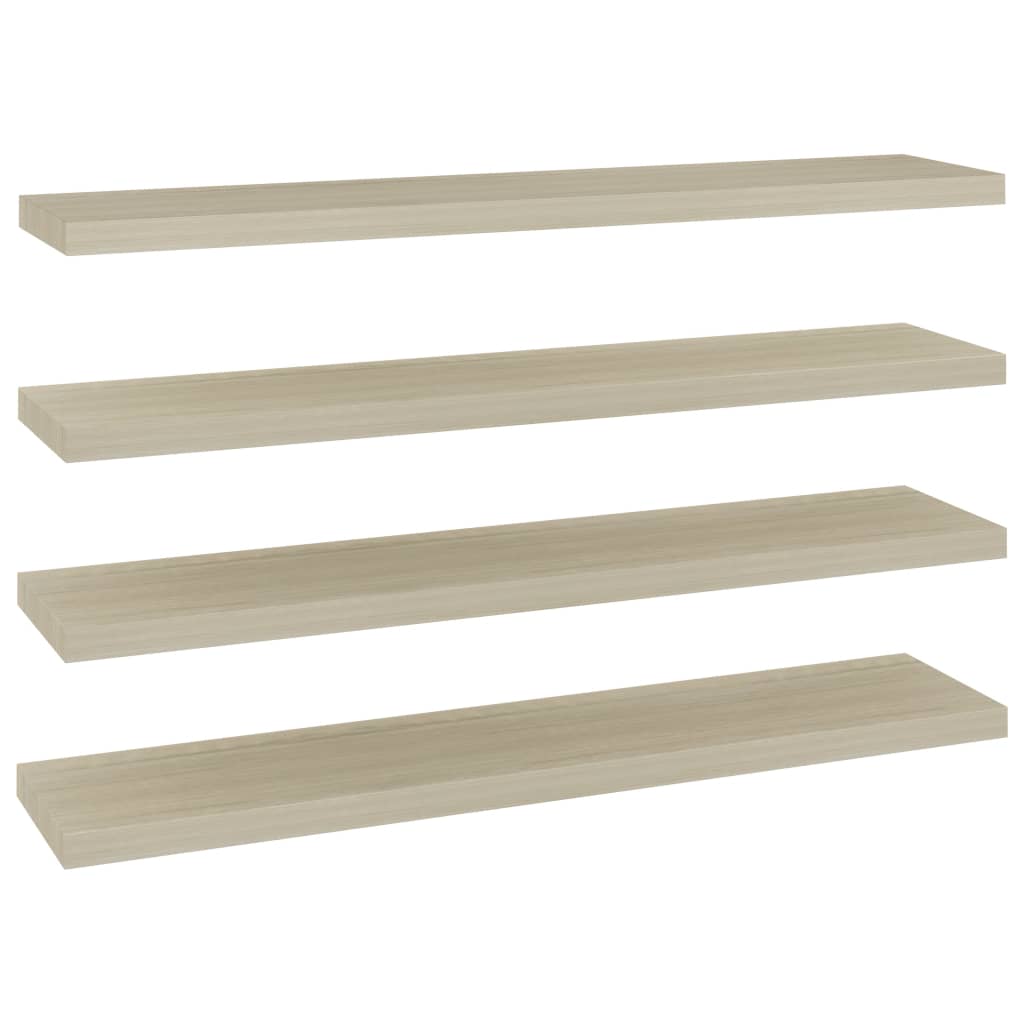 Set de 4 rafturi de perete suspendate, vidaXL, MDF, 120 x 23.5 x 3.8 cm, Maro