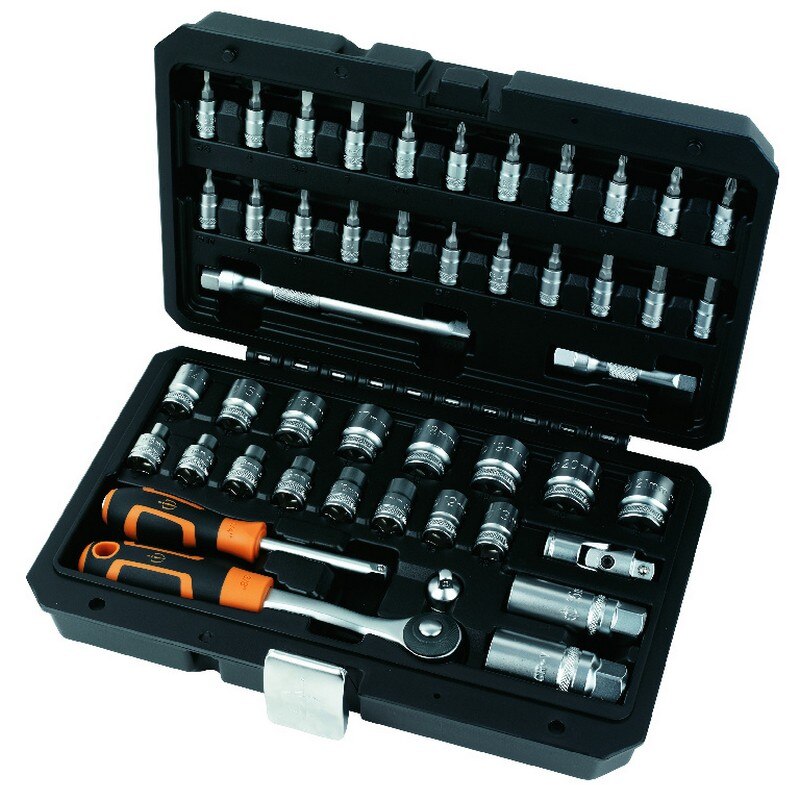 Trusa tubulare, Zola, 46 de piese, otel, include tubulare, manere clichet cu prindere moale si geanta de transport