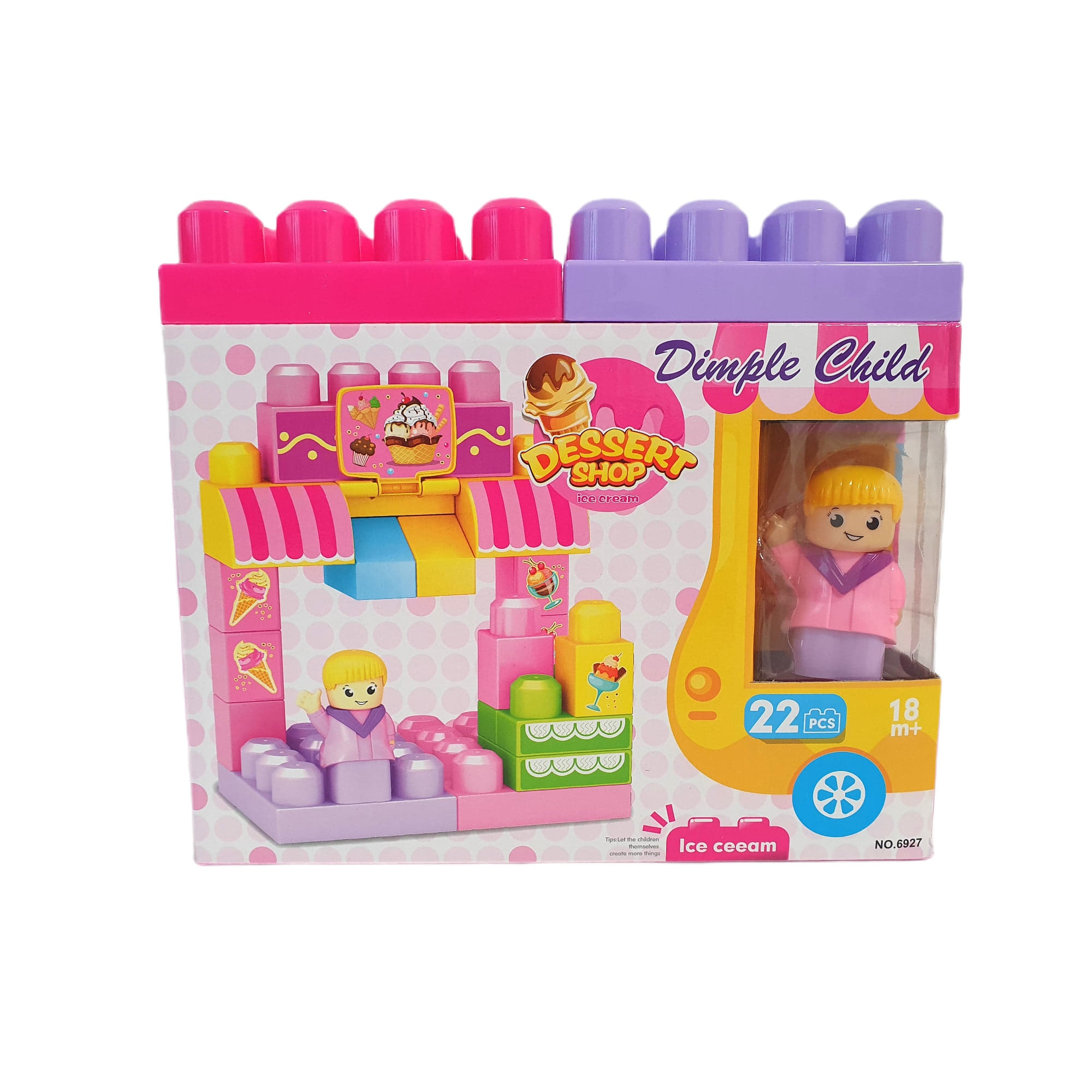 Set caramizi de construit, Magazin Inghetata, + 18 luni, Toys Bazaar