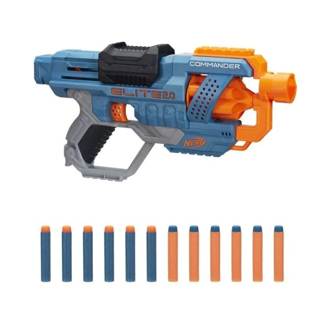 Arma blaster Nerf, model Elite 2.0 Commander RD 6, multicolor, include 10 proiectile moi