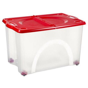 Cutie pentru depozitare cu roti pivotante 360°, rosie, plastic, 54 l Cutie pentru depozitare cu roti pivotante 360°, rosie, plastic, 54 l