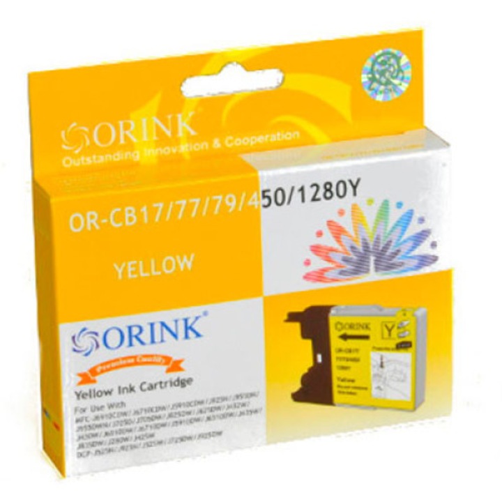 Cartuș Orink compatibil: BROTHER LC-1280XL, GALBEN, 19 ml