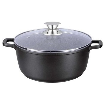 Oala cu capac, granit, 44 cm, 23.5 litri, negru Oala cu capac, granit, 44 cm, 23.5 litri, negru