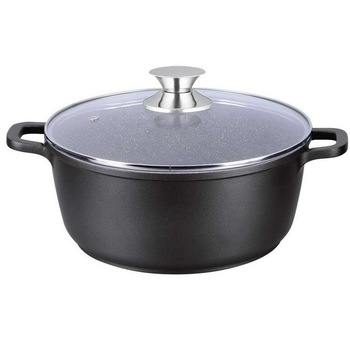 Oala cu capac, granit, 30 cm, 8 litri, negru Oala cu capac, granit, 30 cm, 8 litri, negru