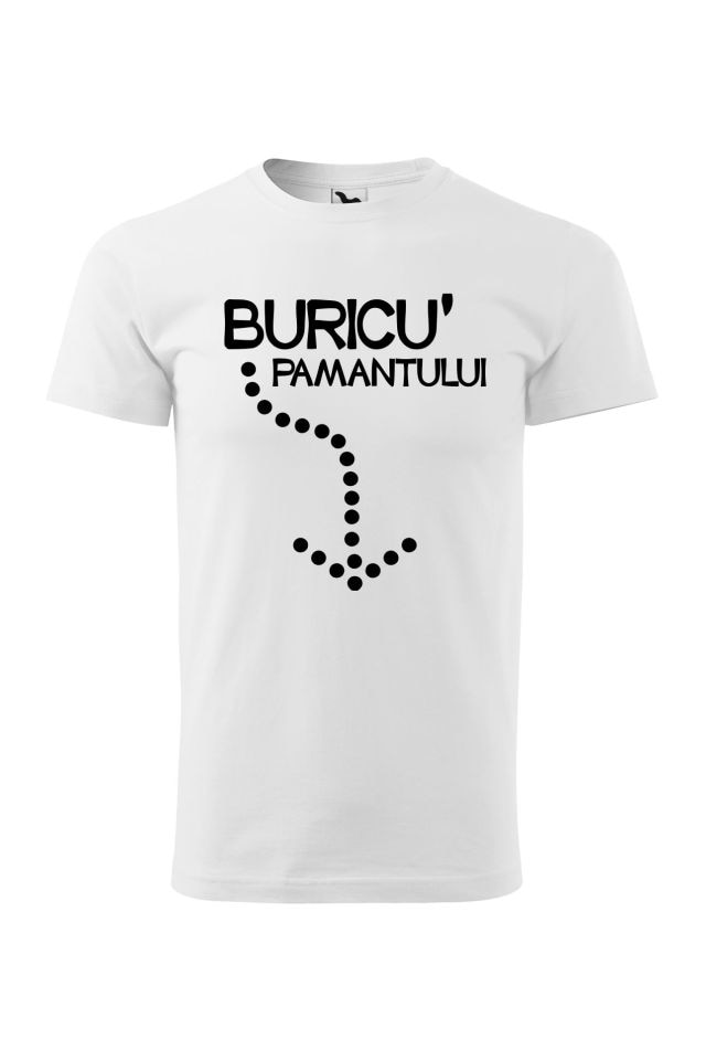 Tricou barbati personalizat Buricul pamantului, Malfini, Alb